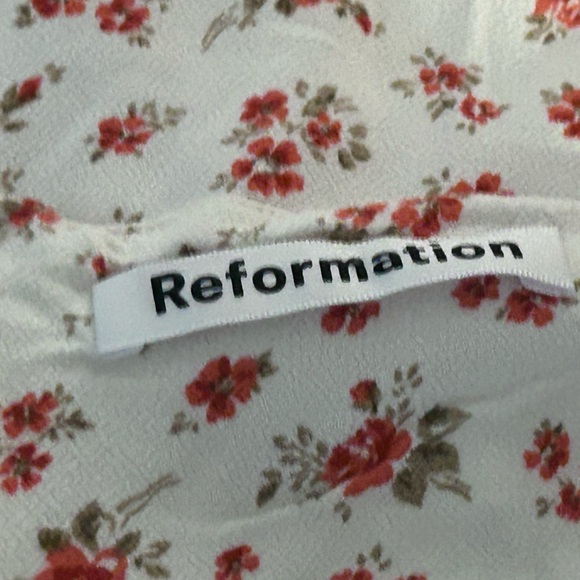 Reformation Floral Dress Medium Size 8 Red White Designer Midi Valentines - Picture 14 of 15
